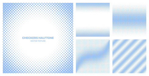 assorted various pale blue checker halftone vector