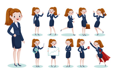 Businesswoman character set vector