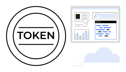digital token concept with analytics dashboard vector image