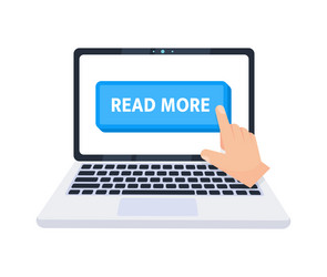 hand pointer clicking on a read more button vector image