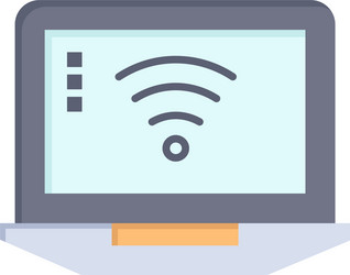 laptop computer signal wifi flat color icon vector image
