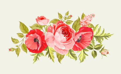 Poppy Flower Garland Vector Image