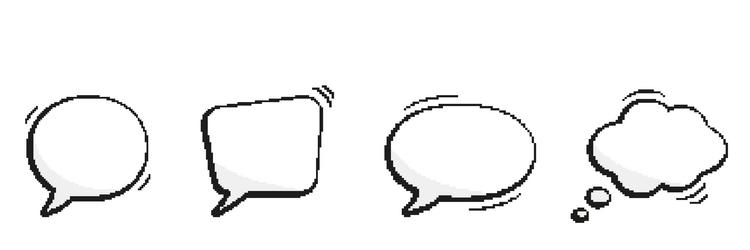 retro speech bubbles icon set in pixel art vector image