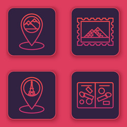 set line map pointer with mountain vector image
