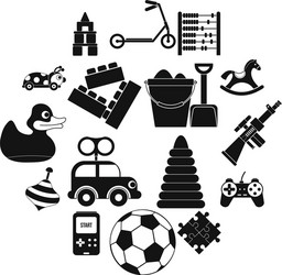 toys black simple icons set vector