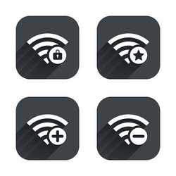 wifi wireless network icons wi-fi add remove vector image