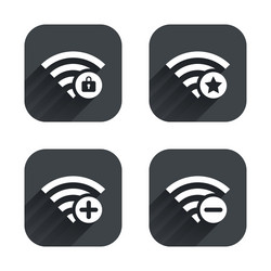 Wifi wireless network icons wi-fi add remove vector