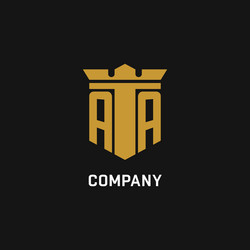 aa initial logo with shield and crown style vector image