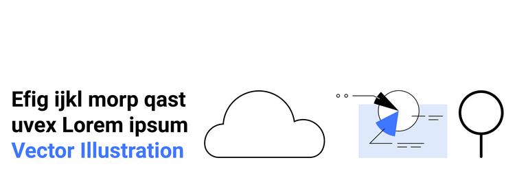 cloud with data analytics elements and magnifying vector image