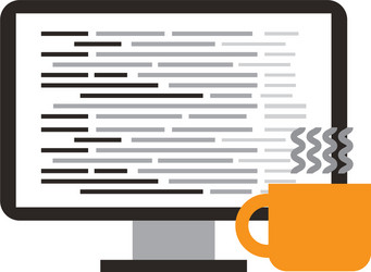 Computer software coffee cup coding web vector