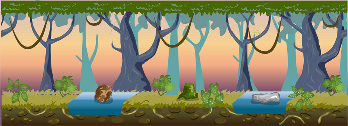 forest landscape view panorama game background vector image