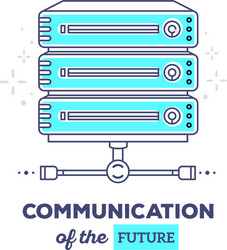 Blue data server with text communication vector