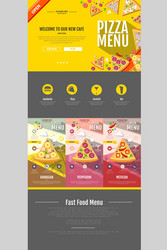 flat style pizza menu concept web site design vector image