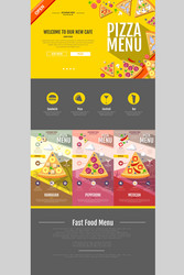 flat style pizza menu concept web site design vector