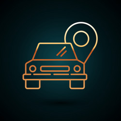 gold line map pointer with taxi icon isolated vector image