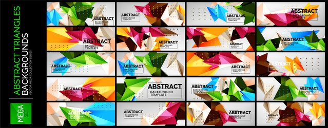 mega set 3d triangle low poly design abstract vector image
