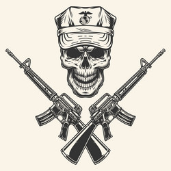 Military Skull with Crossed Rifle Vector Image