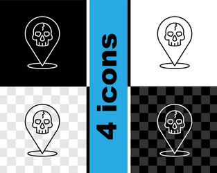 set line location pirate icon isolated on black vector image