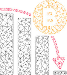 Bitcoin panic fall chart mesh 2d model vector