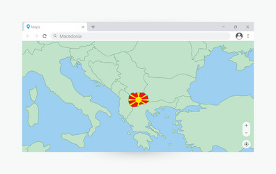 browser window with map of macedonia searching vector image