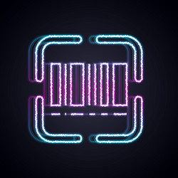 glowing neon line scanner scanning bar code icon vector image