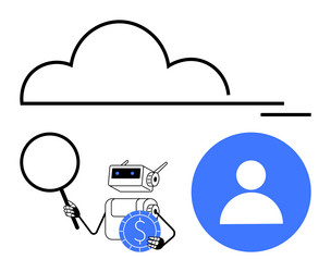 robotic assistant analyzing user data with cloud vector image