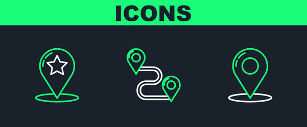 Set line map pin pointer with star and route vector