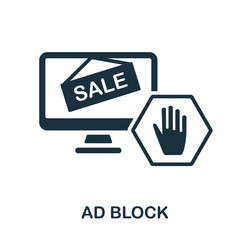 Ad block icon monochrome sign from social media vector