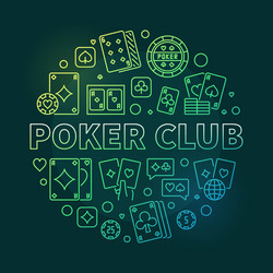 Poker club concept linear round green vector