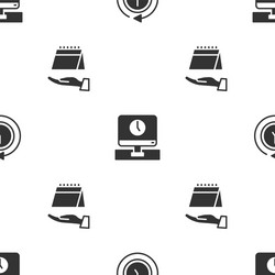 set clock with arrow monitor time and calendar vector image