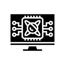 algorithm screen quantum computer glyph icon vector image