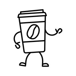 Cartoon with paper cup of drink Royalty Free Vector Image