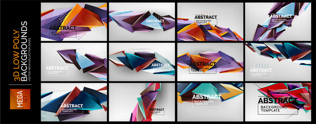 mega set 3d triangle low poly design abstract vector