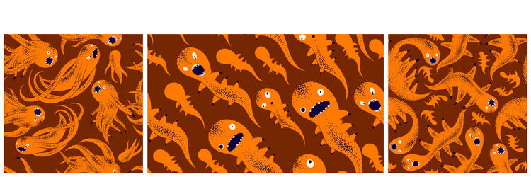 Scary horror monsters seamless textile pattern Vector Image
