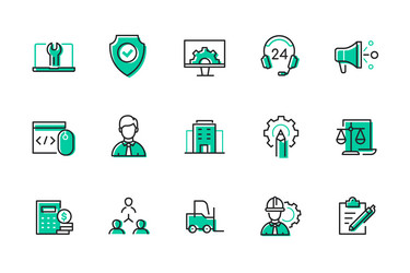 setup and technical support - set of line design vector image