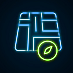 Glowing neon line map pointer with taxi car icon vector