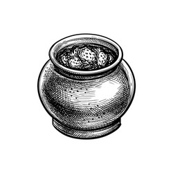 Red currant jam glass jar drawing fru Royalty Free Vector