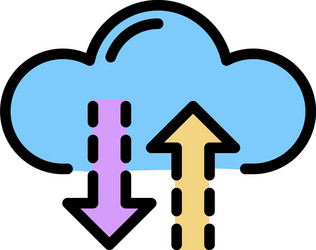 Interaction with the cloud icon color outline vector