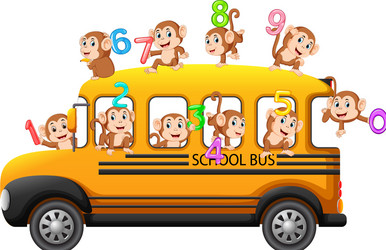 Lets count with monkey on the school bus vector