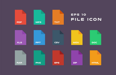 set of document labels and file formats icons pdf vector image