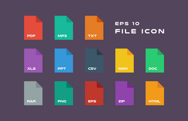 Set of document labels and file formats icons pdf vector