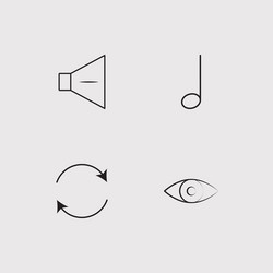 User interface simple linear icons set outlined vector