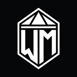 wm letter logo monogram hexagon shield shape vector image