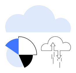 cloud computing concept with pie chart and data vector image