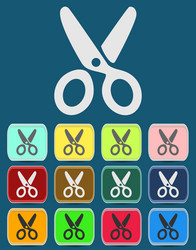 scissors icon with color variations vector image