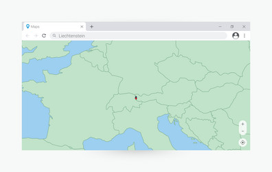 Browser window with map of liechtenstein vector