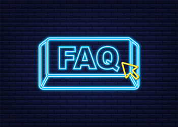 Faq with cursor button internet neon icon vector