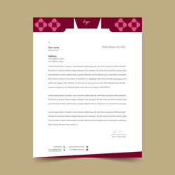 Pink letterhead pad template design vector