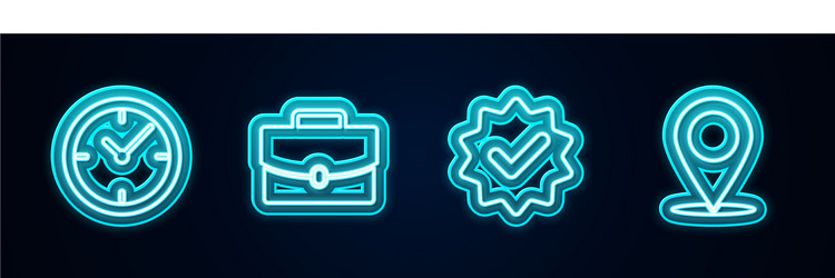 set line clock briefcase approved and check mark vector image