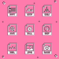 set ppt file document otf obj avi dll and gif vector image